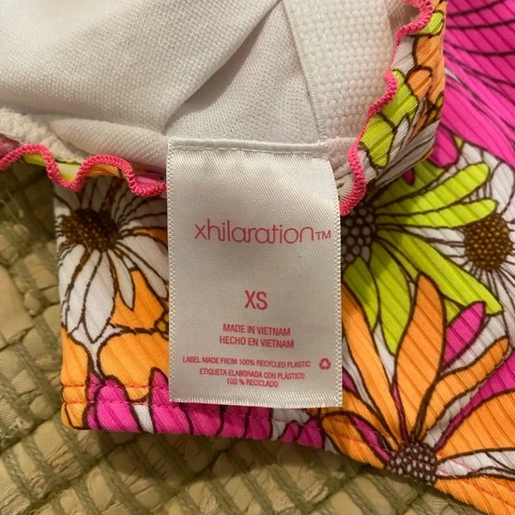 Xhilaration Pink and Orange One Piece Swimsuit Tropical Floral - Picture 3 of 3